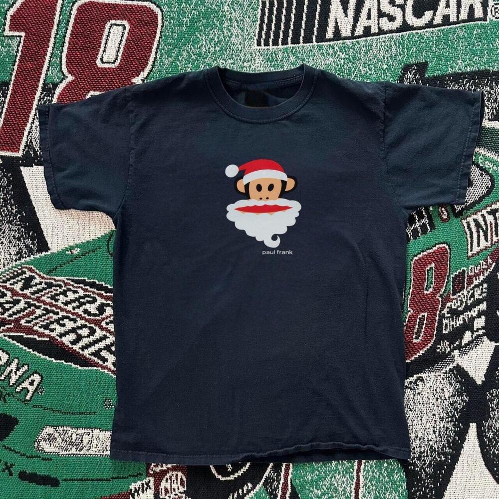 Vintage Paul Frank Julius Monkey Santa Claus Christmas Graphic Tee in Black